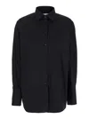 Rohe Black Double Cuff Shirt With Gold Colored Details In Cotton Woman In Black