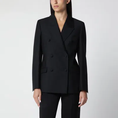 ROHE RÓHE BLACK DOUBLE-BREASTED WOOL-BLEND JACKET
