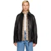 Rohe Black Grain Aviator Leather Jacket In Multi