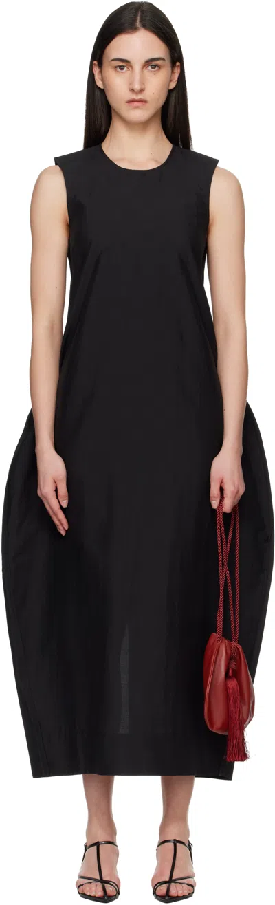 Rohe Black Hourglass Linen Silk Midi Dress