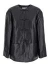 Rohe Black Jacket With Front Toggle Closure In Leather Woman In Black