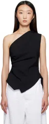 Rohe Asymmetric One-shoulder Gathered Woven Top In Black