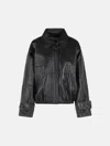 Rohe Leather Jacket Collared Neck Elasticated Hem In Black