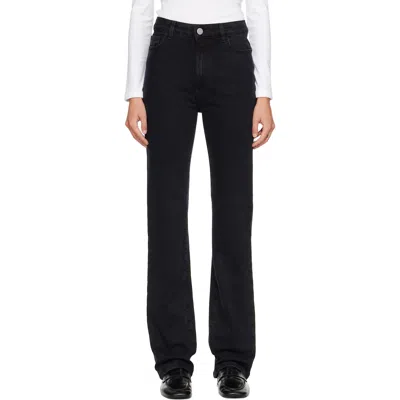 Rohe Black Lino High Rise Straight Jeans In 001_308 Black