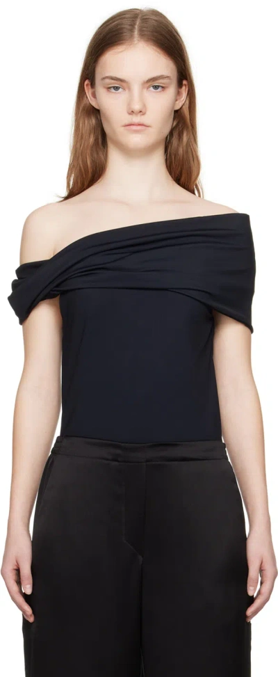 Rohe Off-the-shoulder Ruched Gathered Stretch-jersey Maxi Dress In 138 Noir