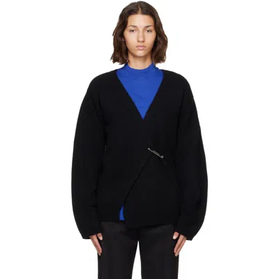 Rohe Black Off-shoulder Wrap Cardigan In Purple