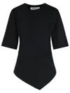 Rohe Asymmetrical Black Organic Cotton Woven T-shirt In Black