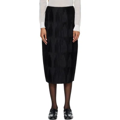 Rohe Black Plissé Satin Midi Skirt