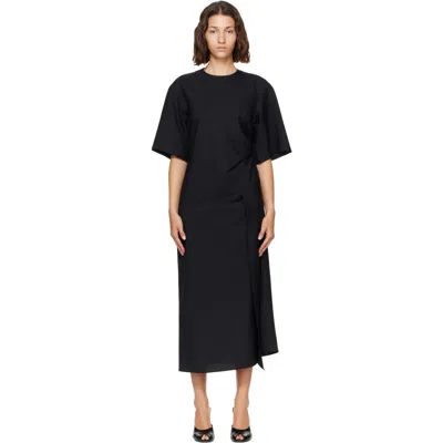 Rohe Black Sculptural Shortsleeve Midi Dress