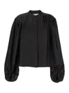 Rohe Black Top With Mandarin Collar And Front And Rear Gathers In Silk Woman In Black