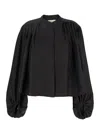 Rohe Black Top With Mandarin Collar And Front And Rear Gathers In Silk Woman In Black