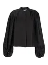 Rohe Black Top With Mandarin Collar And Front And Rear Gathers In Silk Woman In Black