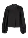 ROHE BLACK TOP WITH MANDARIN COLLAR AND FRONT AND REAR GATHERS IN SILK WOMAN