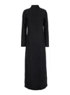 Shop Rohe Black Turtleneck Dress With Fringes All-over In Fabric Woman