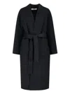 Rohe Black Wool Coat With Shawl Collar In Black