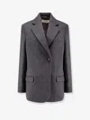 Rohe Grey Double-breasted Jacket With Notched Revers In Wool Blend Woman In Grey