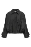 Rohe Leather Jacket Collared Neck Elasticated Hem In Black