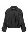 Rohe Cropped Leather Bomber Blouson Jacket With Dropped Shoulders In Black