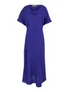 Rohe Fluid Draped Silk Midi Dress In Blue
