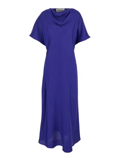 Rohe Fluid Draped Silk Midi Dress In Blue
