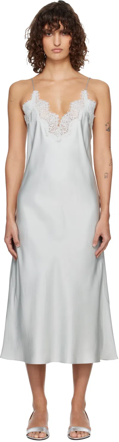 Rohe Blue Silk Lace Slip Midi Dress