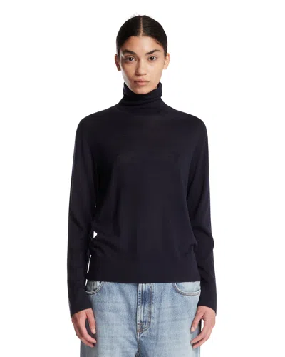 Rohe Blue Wool And Cashmere Turtleneck Sweater In Blue Blu   #03326c