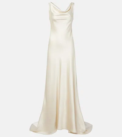 Rohe Róhe Bridal Draped Satin Gown In Neutral