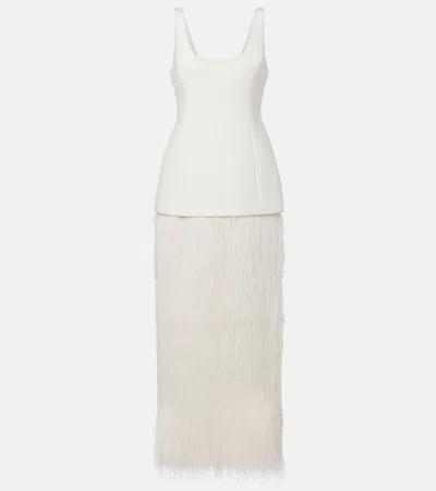 Rohe Róhe Bridal Fringed Wool-blend Maxi Dress In Neutral