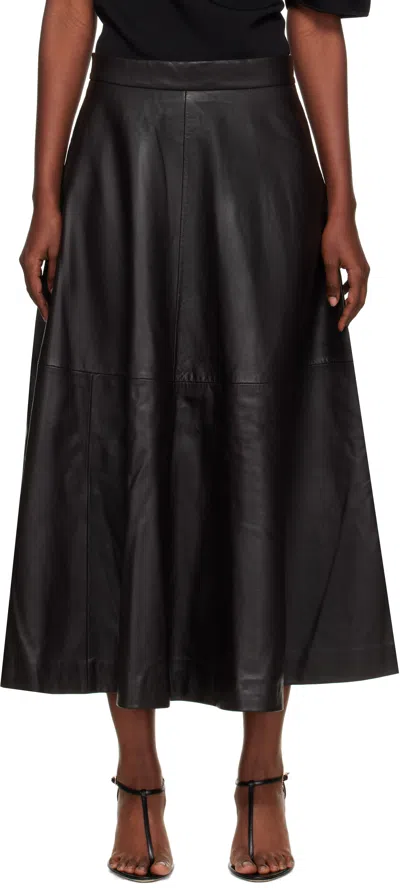 Rohe Róhe Midi Leather Skirt In Black