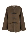 Rohe Brown Jacket With Front Toggle Closure In Wool Woman In Brown
