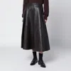 Rohe Róhe  Brown Leather Flared Skirt In Black