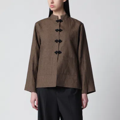 Rohe Brown Mélange Linen Jacket With Pankou Closure
