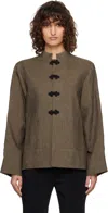 Rohe Mandarin Linen-twill Jacket In Brown