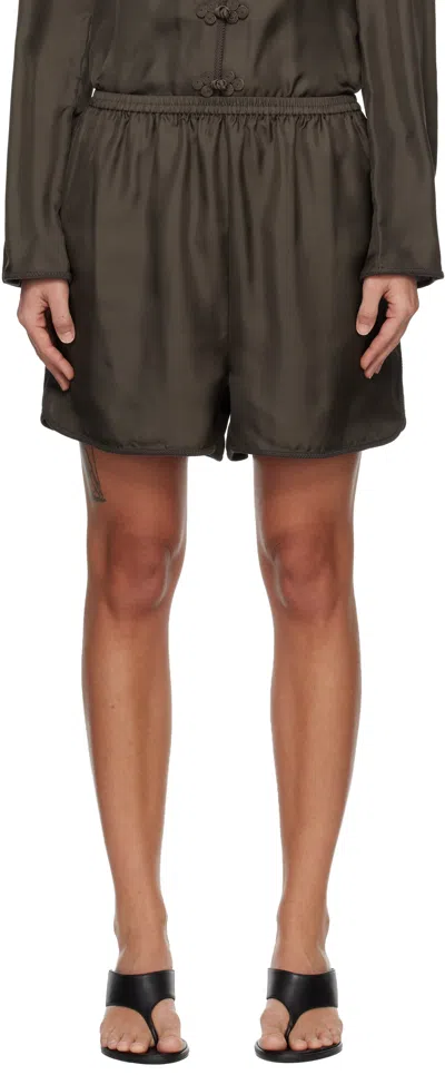 Rohe Brown Taped Silk Shorts
