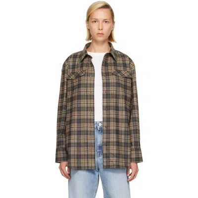 ROHE BROWN WESTERN CHECKED OVERSHIRT