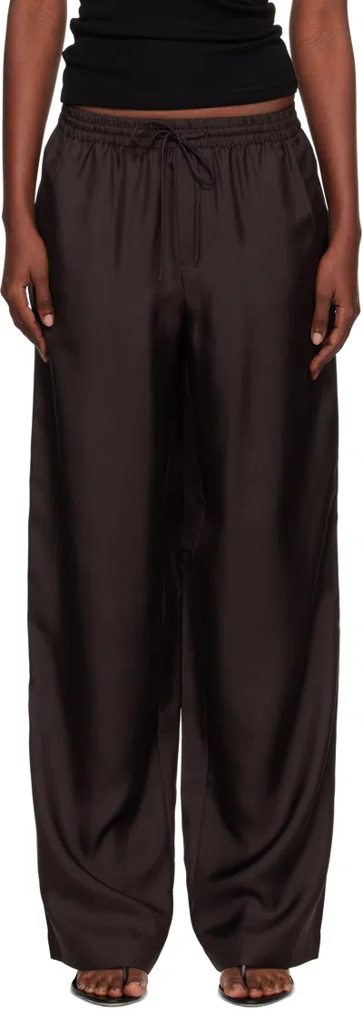 Rohe Brown Wide Leg Silk Trousers