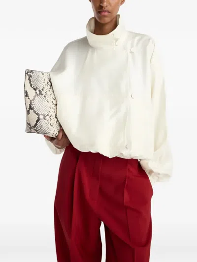 Rohe Button-detail Silk Blouse In Animal Print