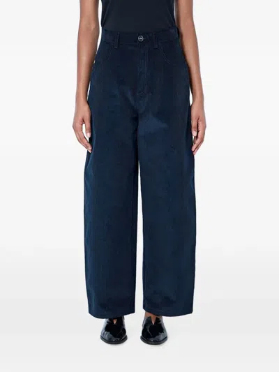 Rohe Buttoned Corduroy Trousers In Blue