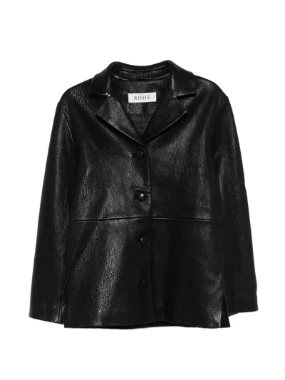 Rohe Single-breasted Grained-leather Jacket In Black
