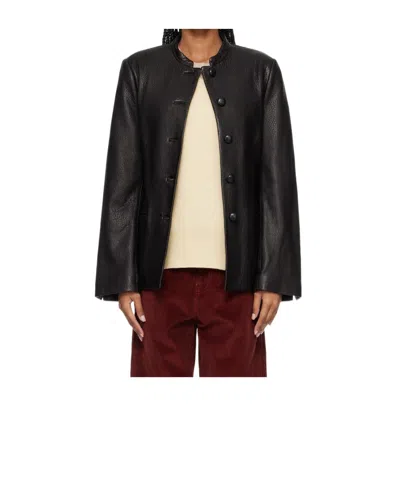 Rohe Button-fastening Leather Jacket In Black