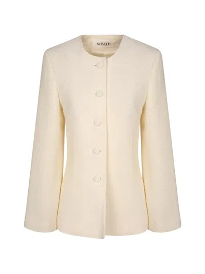 Rohe Button-up Collarless Jacket In White