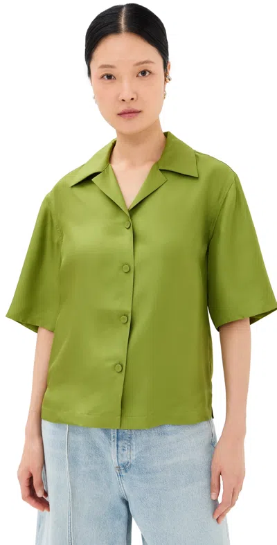 Rohe Camp Collar Silk Shirt Garden Green