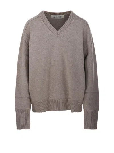 Rohe Cape V-neck Wrap Jumper Sweater In Brown