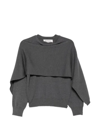 ROHE CAPE-OVERLAY KNITTED SWEATER