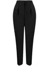 ROHE CARROT LEG SINGLE PLEAT TROUSERS IN BLACK