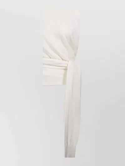 Rohe Cashmere Blend Open Back Wrap Knitted Top In White
