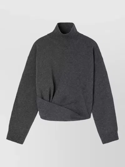 Rohe Cashmere Merino Wool Draped Knotted Turtleneck Sweater In Gray