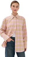 Rohe Check Flannel Overshirt Pink Beige Check In Neutral
