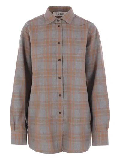 Rohe Check-pattern Shirt In Gray