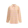 Rohe Check Flannel Overshirt Pink Beige Check